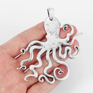 2pcs Tibetan Silver Large Octopus Squid Charms Pendant Steampunk Necklace