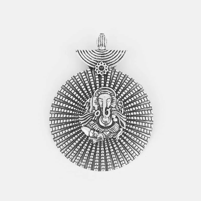 2pcs Tibetan Silver Large Ganesha Elephant Buddha Charms Pendant DIY Jewelry