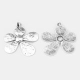 2pcs Tibetan Silver/Verdigris Patina Hammered Large Flower Charms Pendant