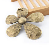 2pcs Tibetan Silver/Verdigris Patina Hammered Large Flower Charms Pendant
