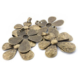 2pcs Tibetan Silver/Verdigris Patina Hammered Large Flower Charms Pendant