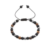 2pcs Tiger Eye Weave Bracelets Hematite Bangels 8mm Agate Elastic Cord