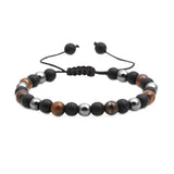 2pcs Tiger Eye Weave Bracelets Hematite Bangels 8mm Agate Elastic Cord