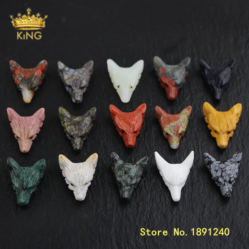 2pcs Handmade Carved Wolf Head Charms Jewelry 30x35mm