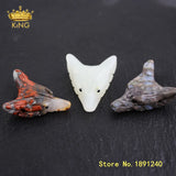 2pcs Handmade Carved Wolf Head Charms Jewelry 30x35mm