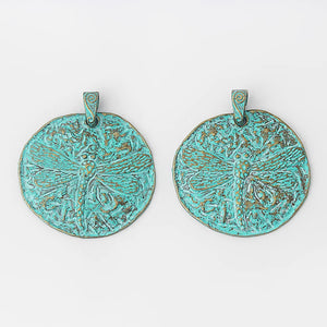 2pcs Dragonfly Charms Pendants Large Round Boho Necklace