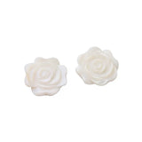 2pcs Girl's Heart Rose Camellia Shell Flower Patch DIY Ear Stud