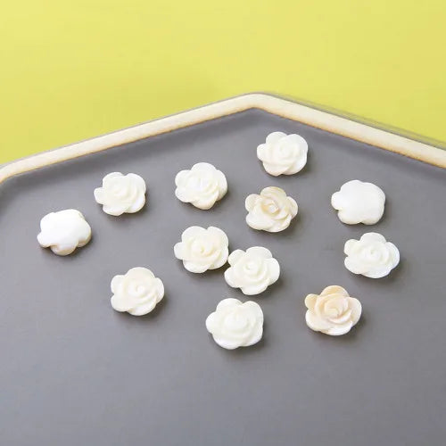 2pcs Girl's Heart Rose Camellia Shell Flower Patch DIY Ear Stud