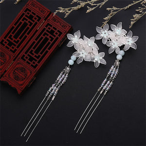 Crystal Flower Tassel Hairpins Children Stage Styling Headdress Chinese Wedding