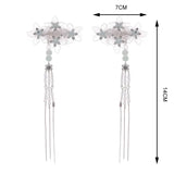 Crystal Flower Tassel Hairpins Children Stage Styling Headdress Chinese Wedding