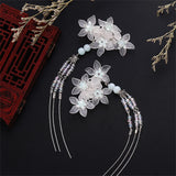 Crystal Flower Tassel Hairpins Children Stage Styling Headdress Chinese Wedding