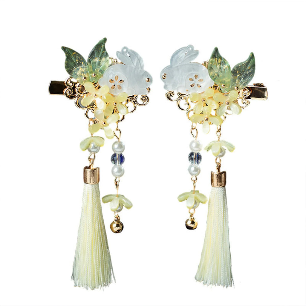 Vintage Rabbit Fringe Hair Clips Hanfu Accessories