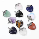 2pcs Natural Stone Heart Pendant Necklace Finding Healing Women Jewelry 31*35MM