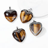 2pcs Natural Stone Heart Pendant Necklace Finding Healing Women Jewelry 31*35MM