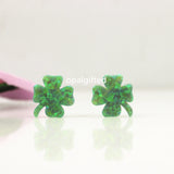 12*13mm Synthetic Opal Green Lucky Clover Flower Beads