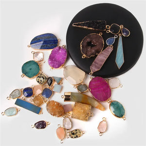 2pcs Colorful Crystal Druzy Stone Pendants DIY Jewelry Making