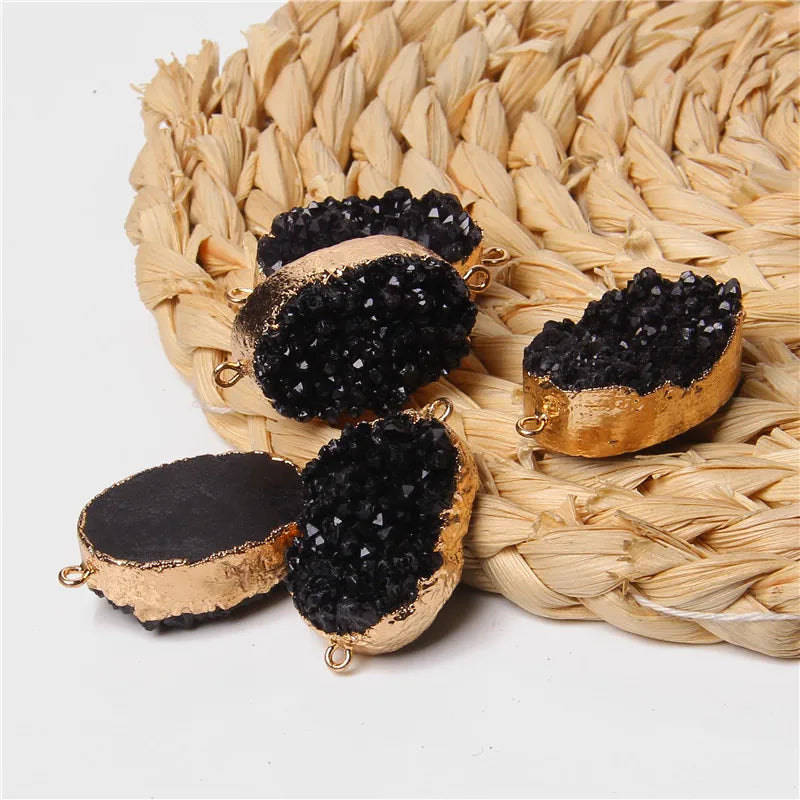 2pcs Colorful Crystal Druzy Stone Pendants DIY Jewelry Making