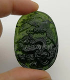2pcs Natural Green Stone Chinese Dragon Phoenix Pendant Necklace