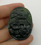 2pcs Natural Green Stone Chinese Dragon Phoenix Pendant Necklace