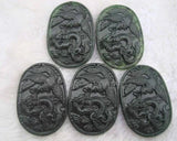 2pcs Natural Green Stone Chinese Dragon Phoenix Pendant Necklace