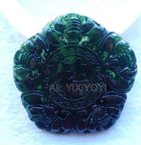 Natural Green Stone Five Bat Lucky Blessing Pendant Necklace
