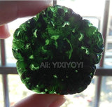 Natural Green Stone Five Bat Lucky Blessing Pendant Necklace