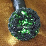 2pcs Natural Green Stone Jade Carved Dragon Phoenix Pendant Necklace