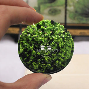 2pcs Natural Green Jade Dragon Phoenix Pendant + Rope Necklace Charm Gift