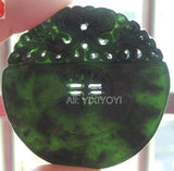 2pcs Natural Green Jade Dragon Phoenix Pendant + Rope Necklace Charm Gift