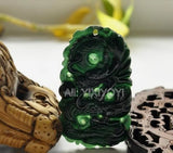 2pcs Natural Green Jade Dragon Pendant + Rope Necklace Gift Jewelry