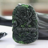 2pcs Natural Green Jade Dragon Pendant + Rope Necklace Gift Jewelry