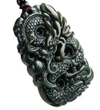2pcs Natural Green Jade Dragon Pendant + Rope Necklace Gift Jewelry