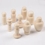 2pcs Wooden Doll DIY Natural Unfinished Wooden Nail Doll Painted Toys