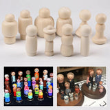 2pcs Wooden Doll DIY Natural Unfinished Wooden Nail Doll Painted Toys