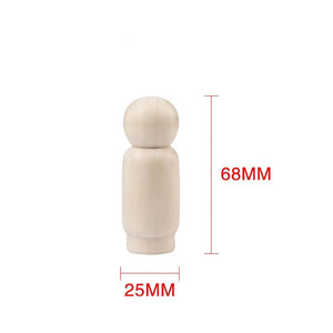 2pcs Wooden Doll DIY Natural Unfinished Wooden Nail Doll Painted Toys