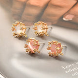 2pcs Zircon Cat's Eye Belt Pendant DIY Earring