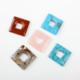 2pcs Natural Stone Square Center Hole Pendant Star Jewelry Making DIY