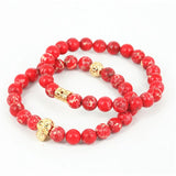 Beaded Skull Head Men Bracelet Regalite Stone Beads