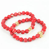 Beaded Skull Head Men Bracelet Regalite Stone Beads