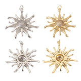 2pcs Golden & Platinum Sun Charms Micro Pave CZ Pendants DIY Necklace Making