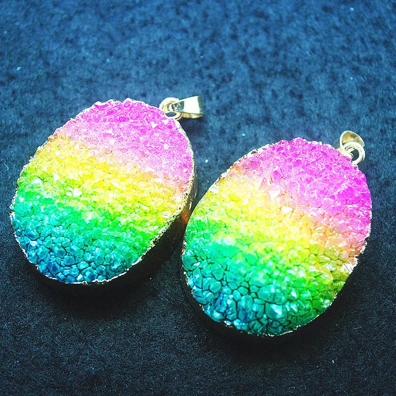 2pcs Colorful Crystal Women Pendants 40x30mm Jewelry Findings