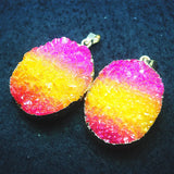 2pcs Colorful Crystal Women Pendants 40x30mm Jewelry Findings