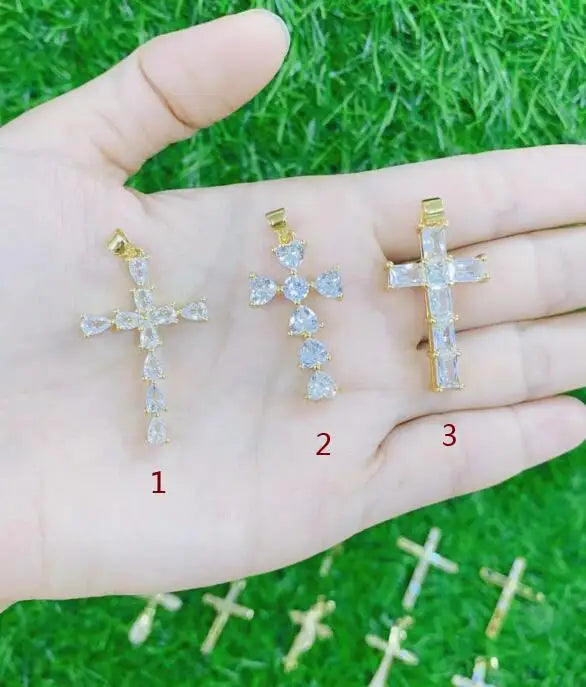 Cross Charm CZ Crystal Jewelry Making Accessory
