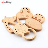 2pcs Elephant Unicorn Car Wooden Beads Chew Toy Baby Teether