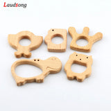 2pcs Elephant Unicorn Car Wooden Beads Chew Toy Baby Teether