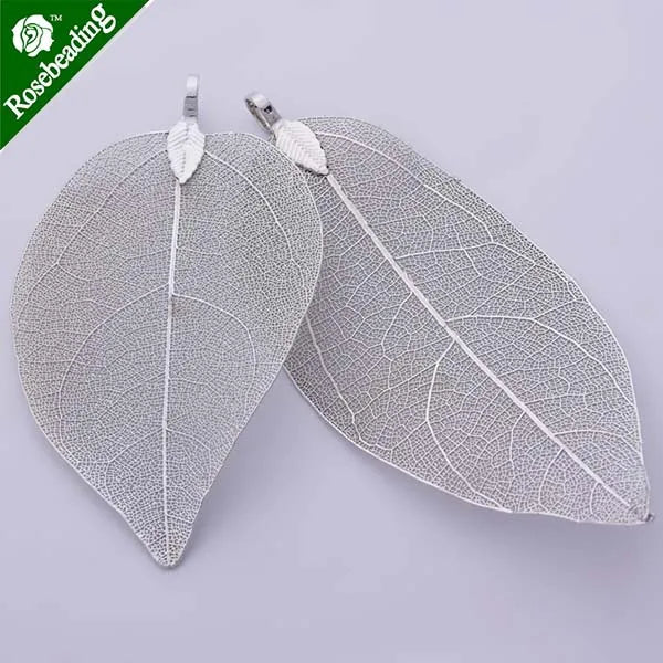Electroplated Leaf Pendant, Filigree Leaf Charm for Jewelry Making