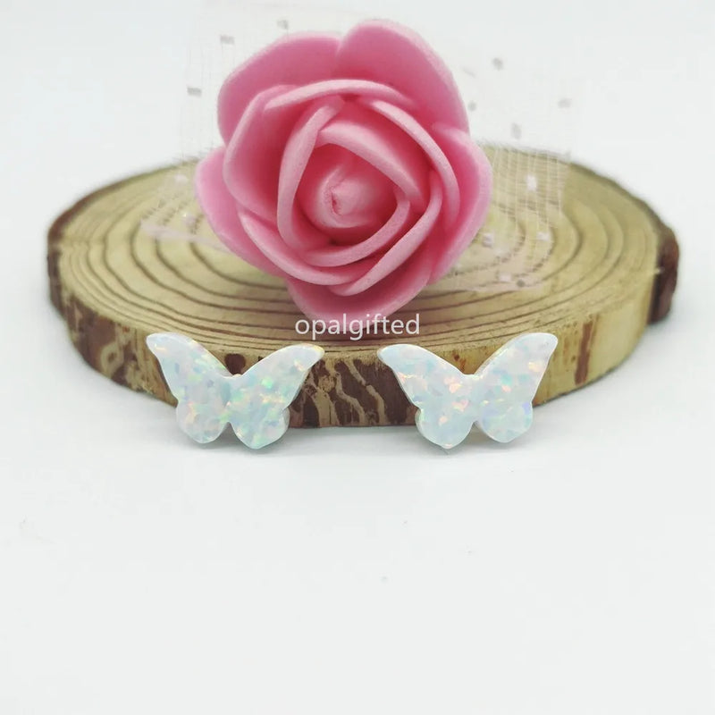 2pcs Synthetic Opal Butterfly Beads for Jewelry Making