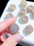 2pcs Rainbow CZ Pave Wave Loose Beads 17x20mm