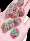 2pcs Rainbow CZ Pave Wave Loose Beads 17x20mm