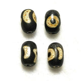 2pcs Tibet Sun Moon Star Totem Old Black/White DZI Beads